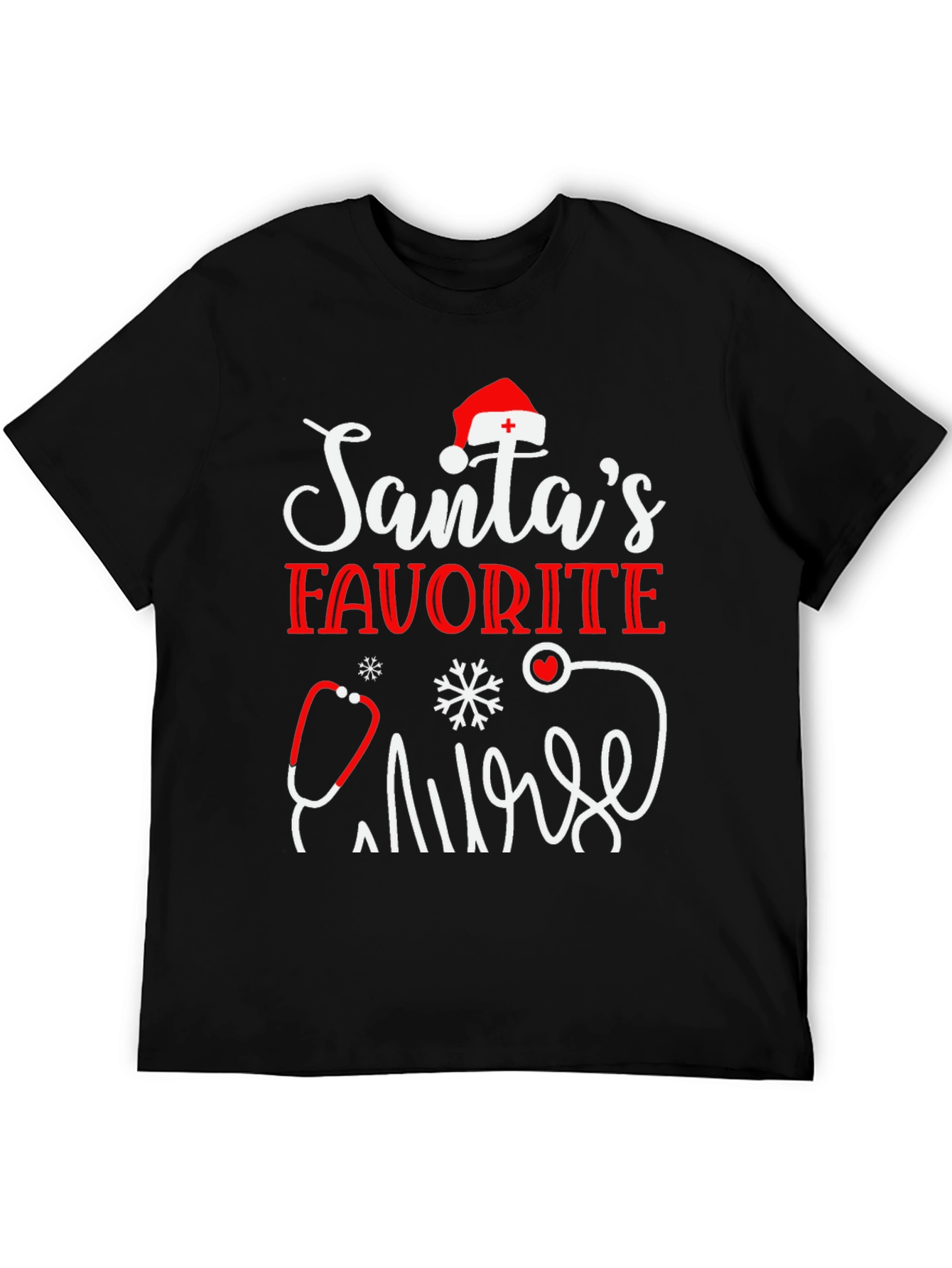 Santas Favorite Nurse T-Shirt - Holiday Apparel