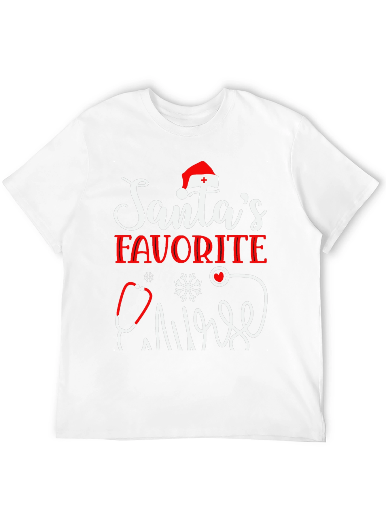 Santas Favorite Nurse T-Shirt - Holiday Apparel