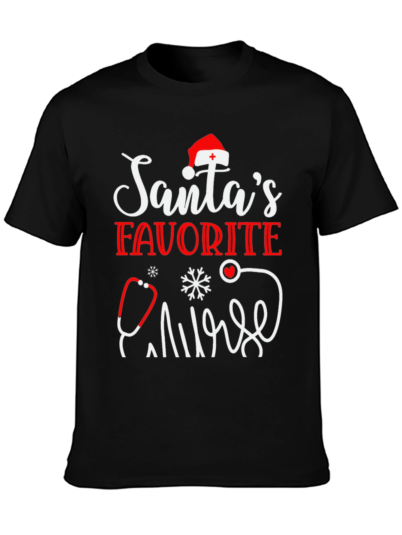 Santas Favorite Nurse T-Shirt - Holiday Apparel