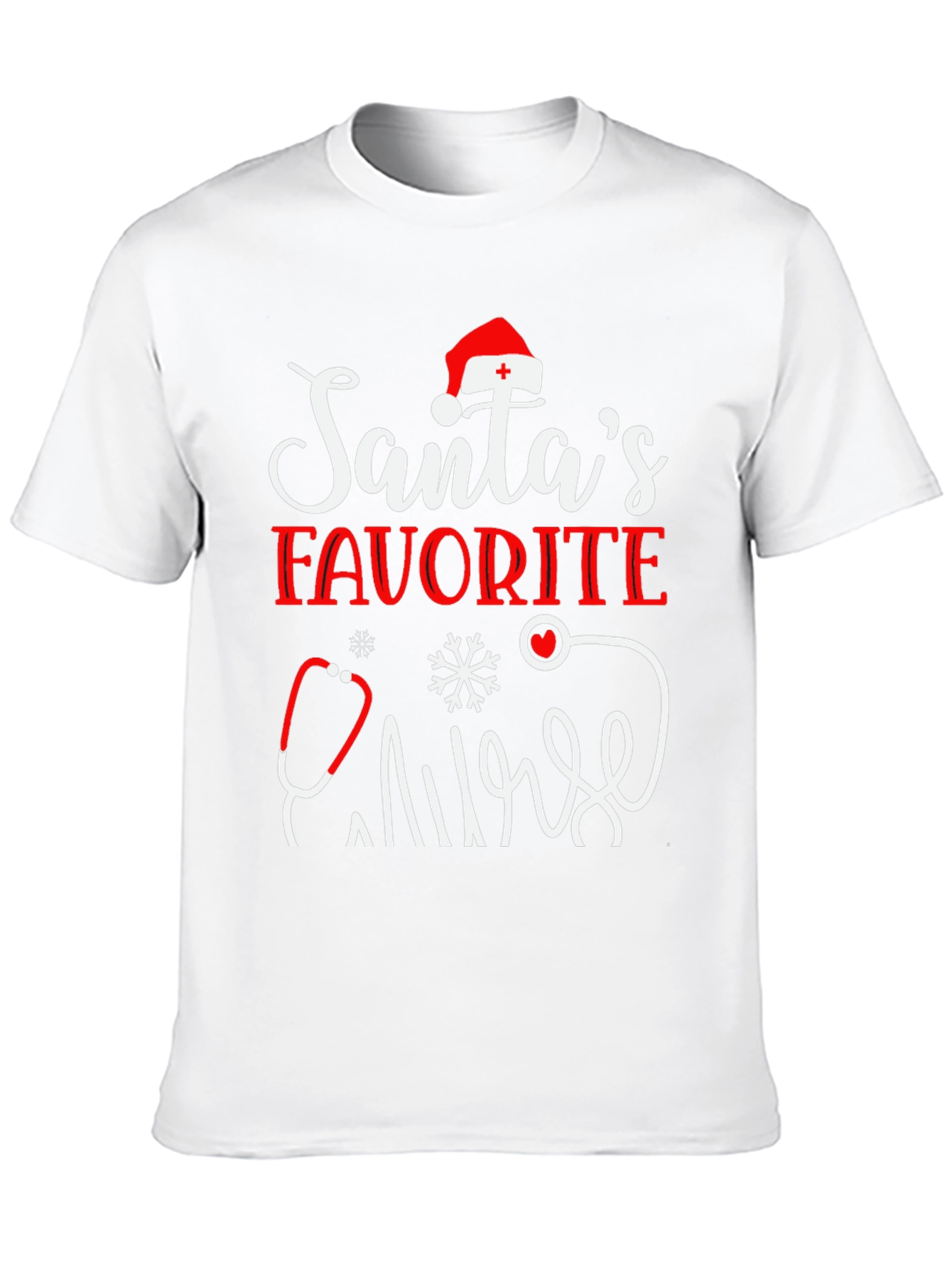 Santas Favorite Nurse T-Shirt - Holiday Apparel