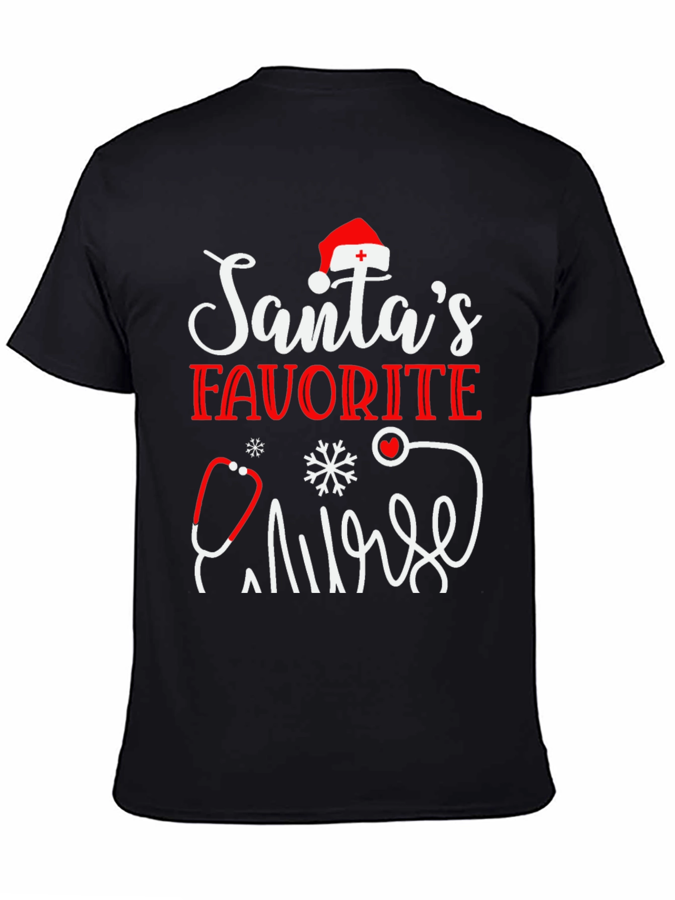 Santas Favorite Nurse T-Shirt - Holiday Apparel