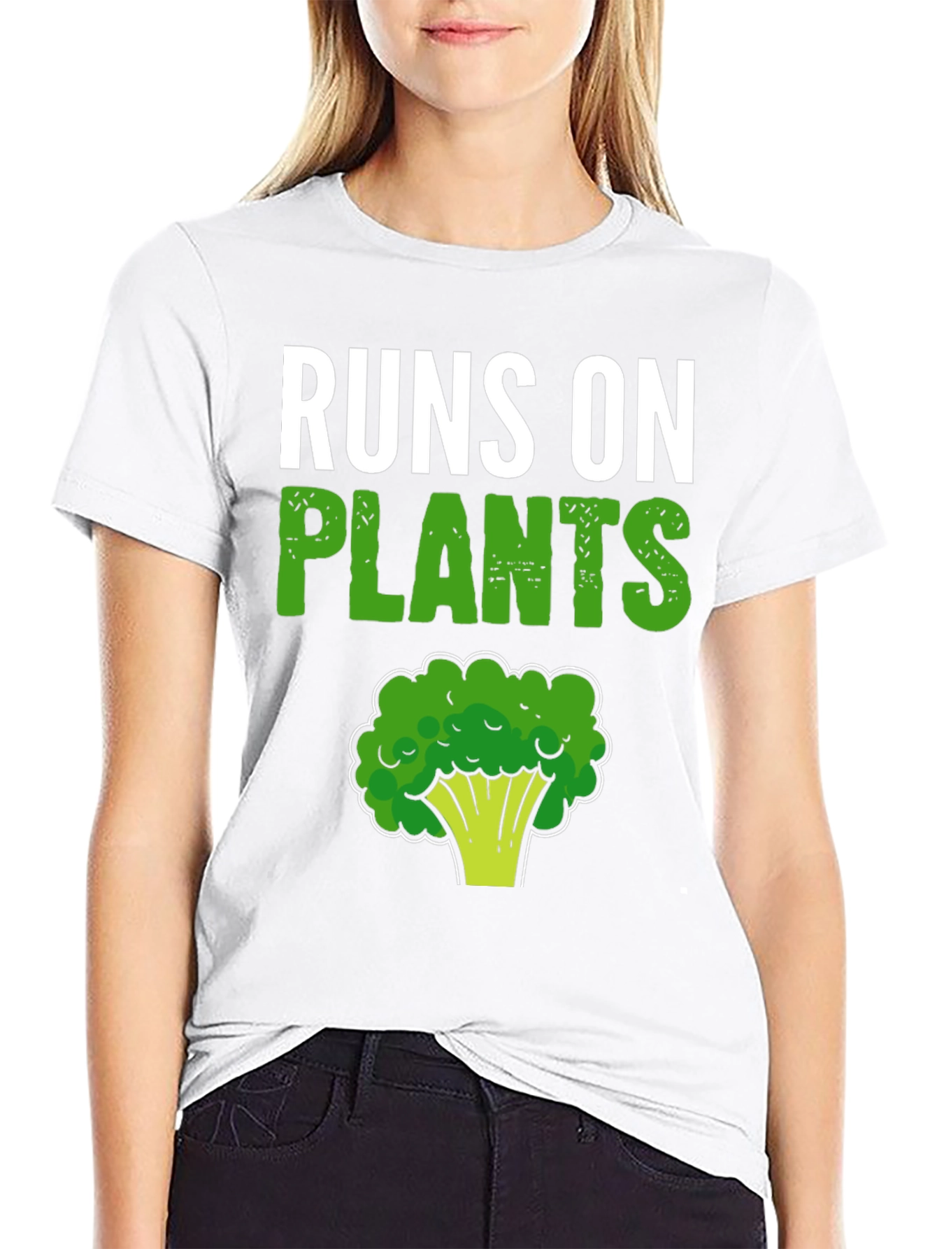 Runs On Plants T-Shirt Vegan Broccoli Tee