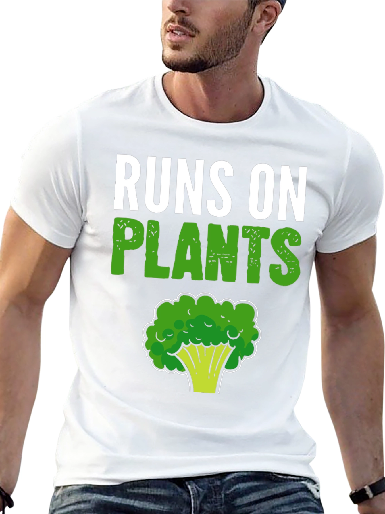 Runs On Plants T-Shirt Vegan Broccoli Tee