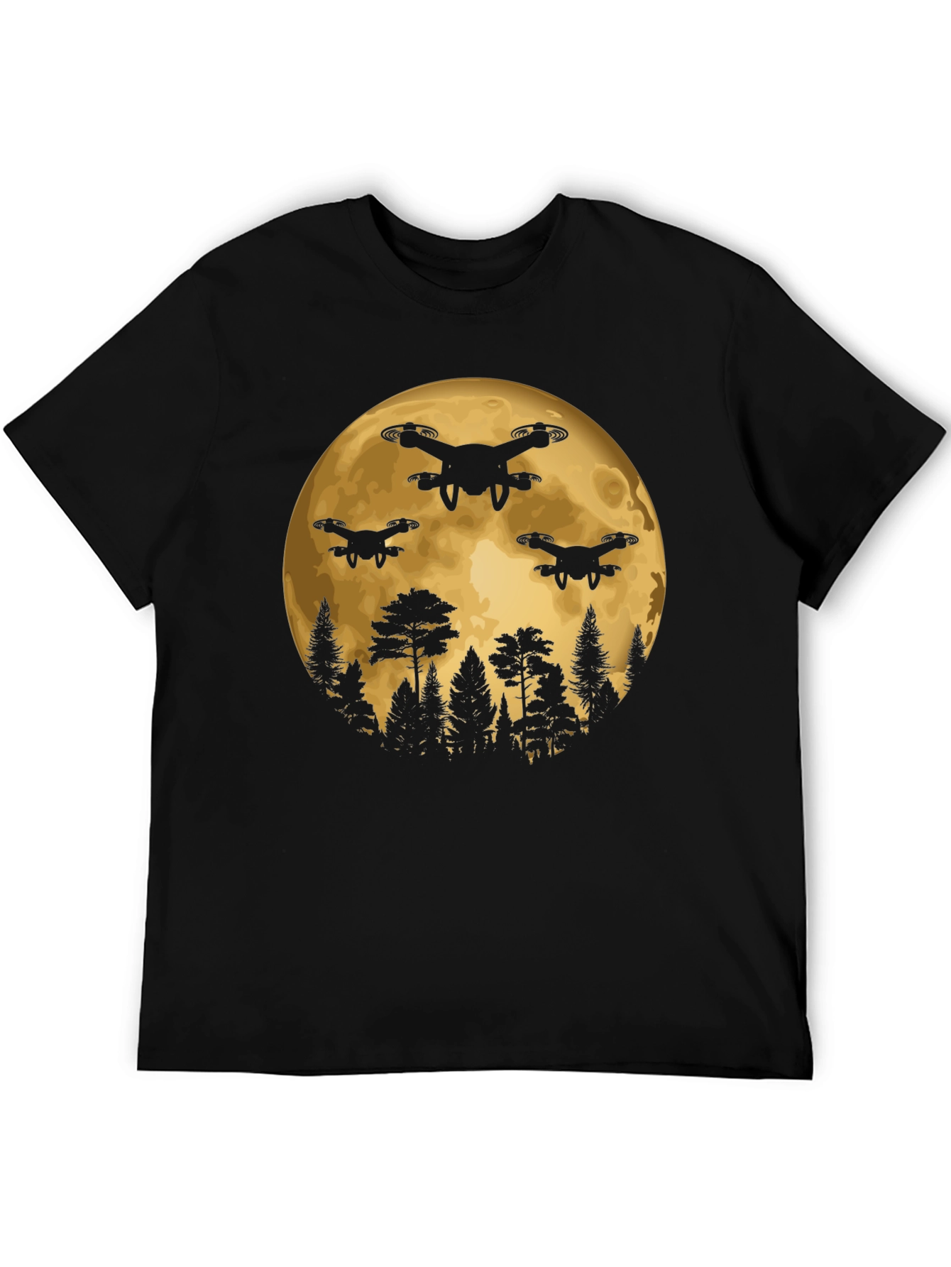 Drone Moon T-Shirt - Black Graphic Tee