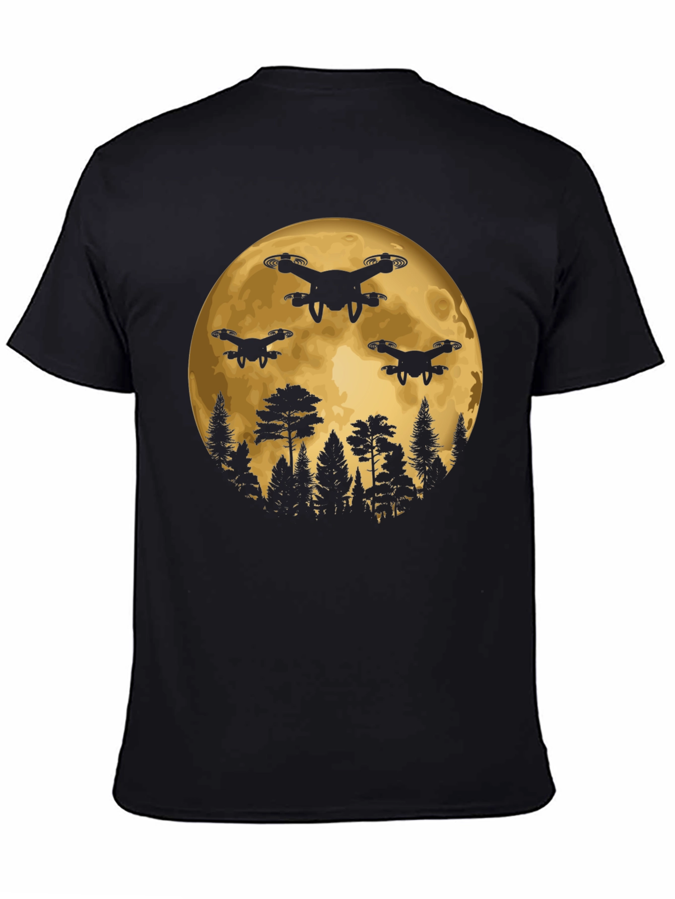 Drone Moon T-Shirt - Black Graphic Tee