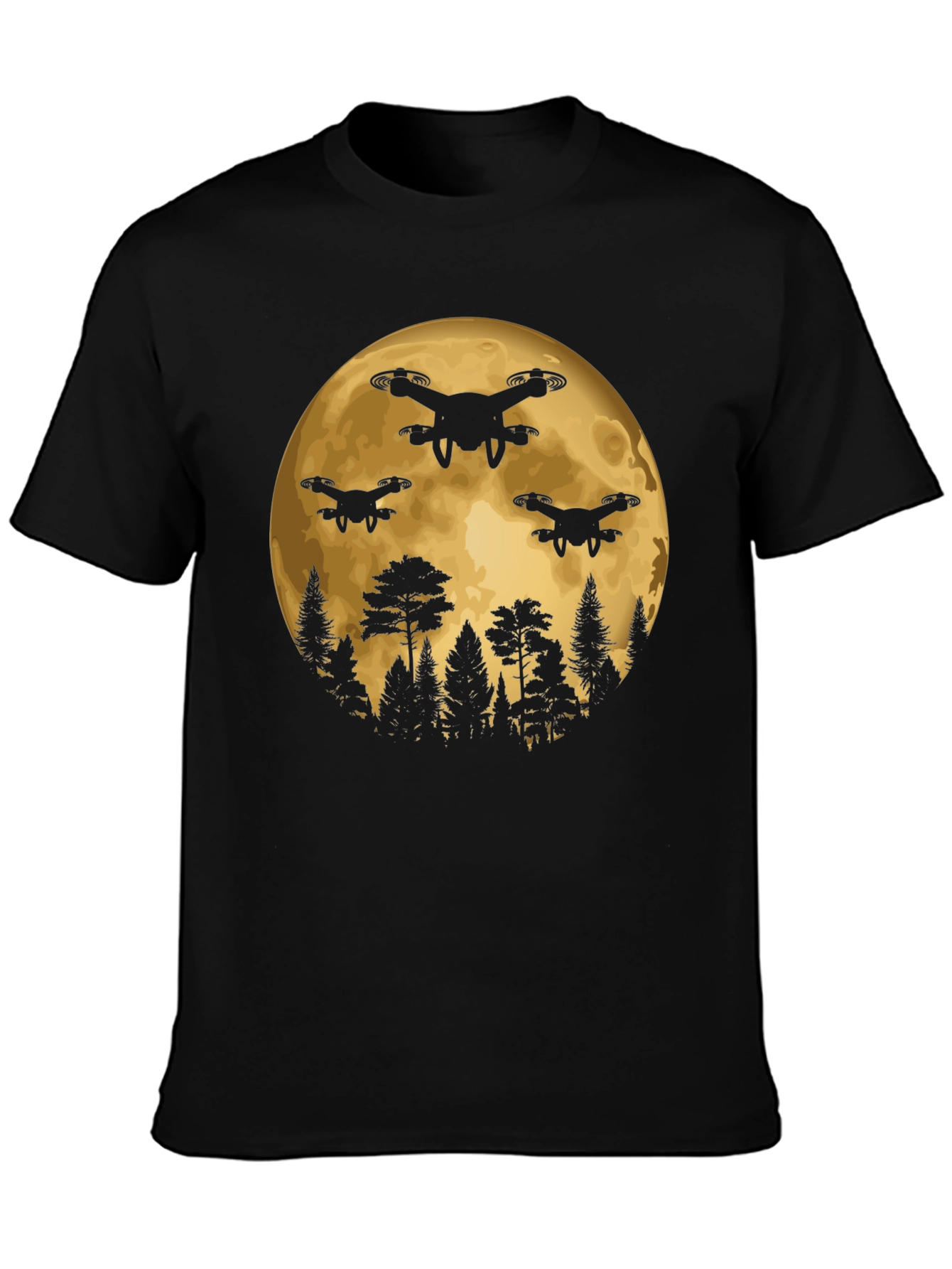 Drone Moon T-Shirt - Black Graphic Tee