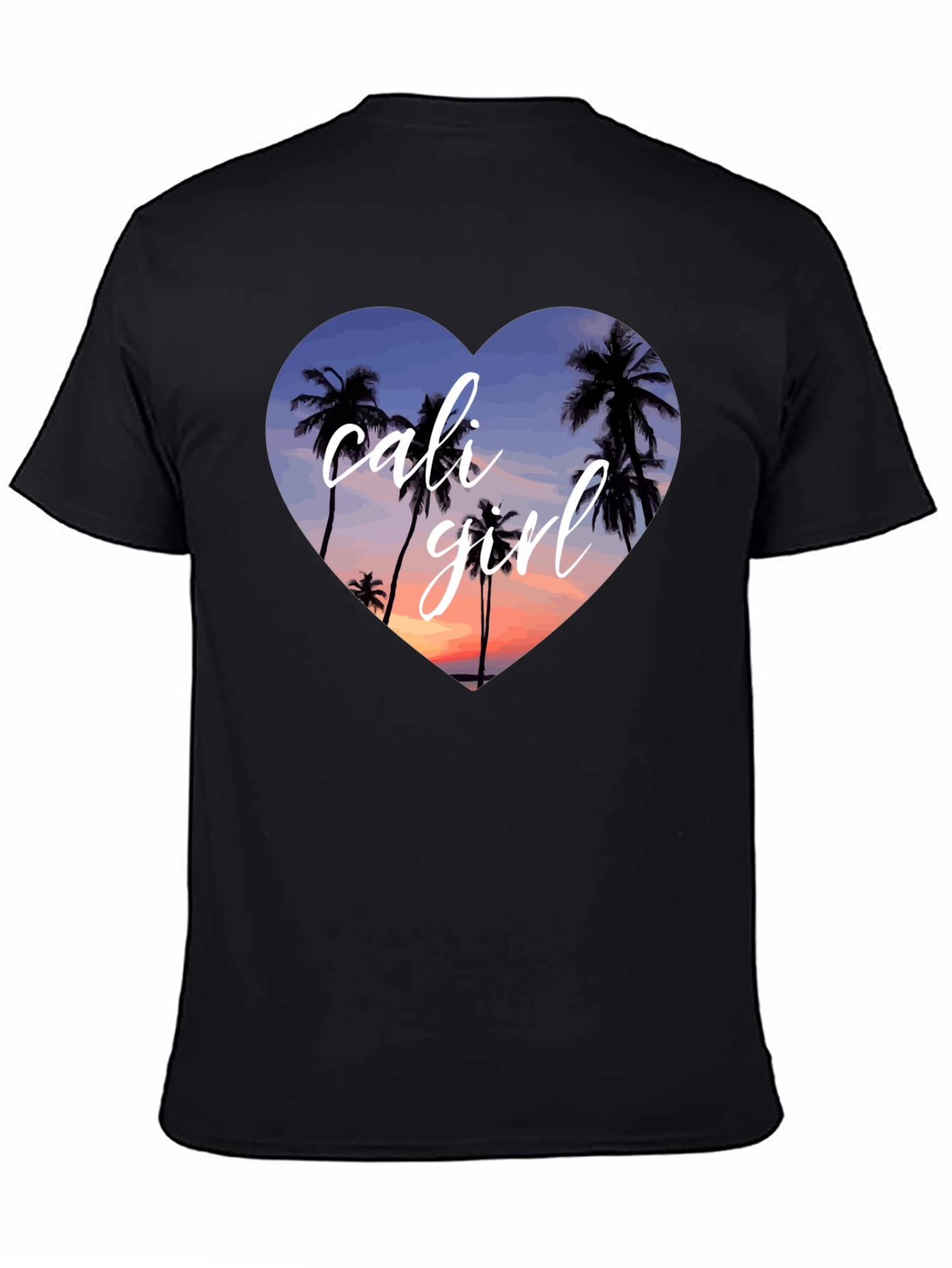 Cali Girl Palm Tree Heart T-Shirt - Black