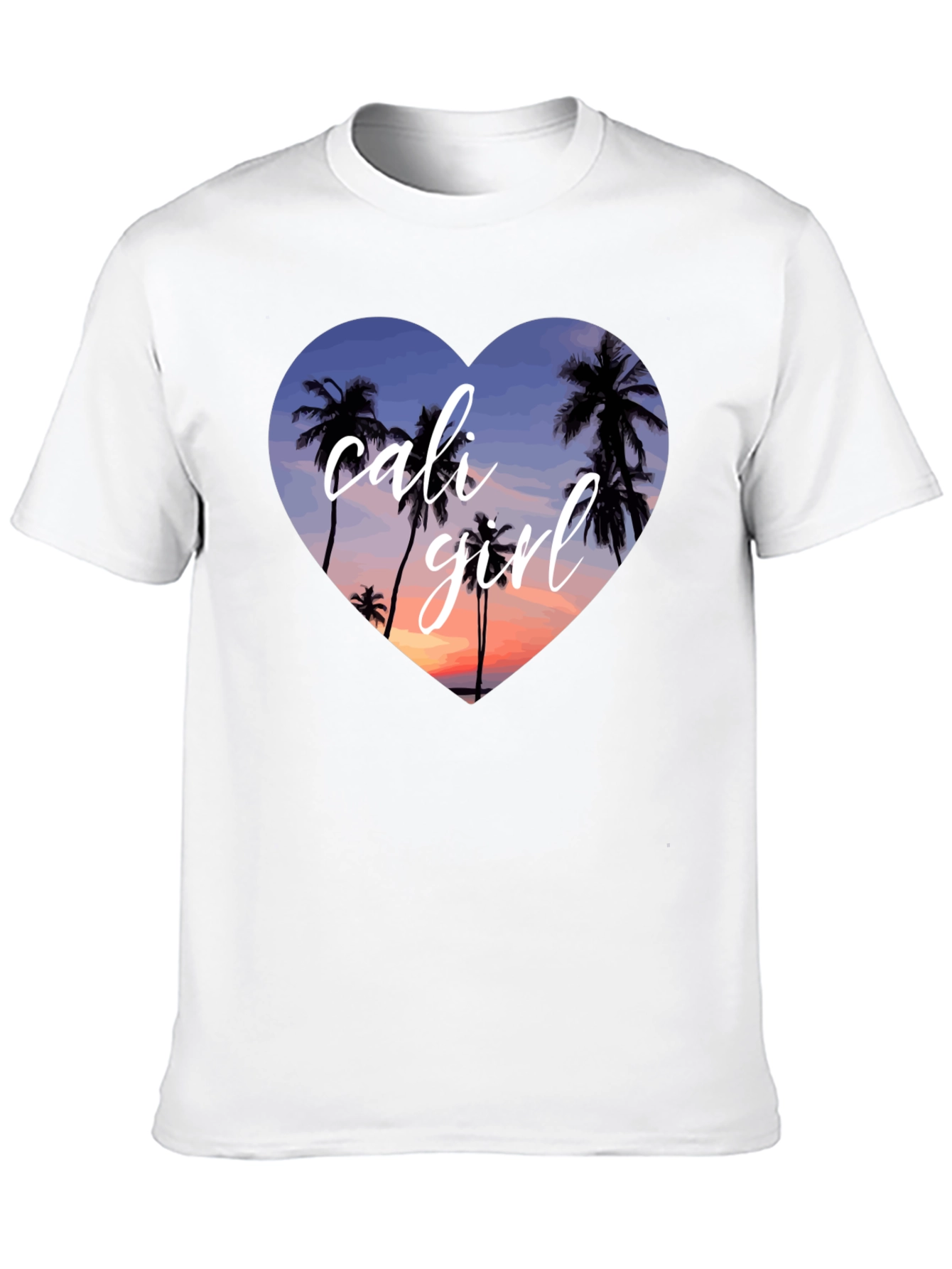Cali Girl Palm Tree Heart T-Shirt - Black