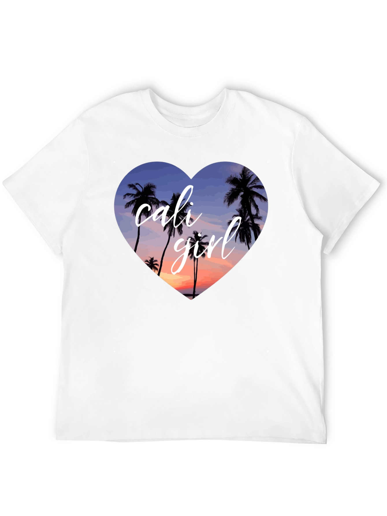Cali Girl Palm Tree Heart T-Shirt - Black