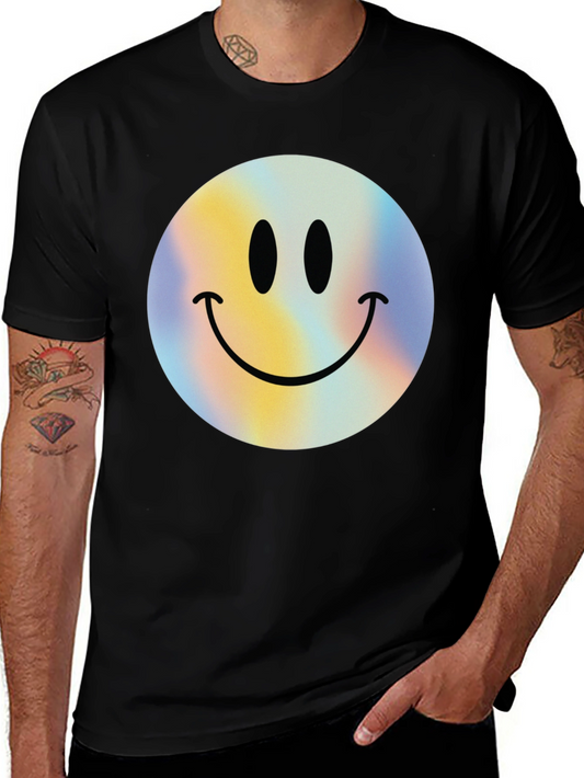 Retro Smiley Face Graphic Tee - Classic Black T-Shirt
