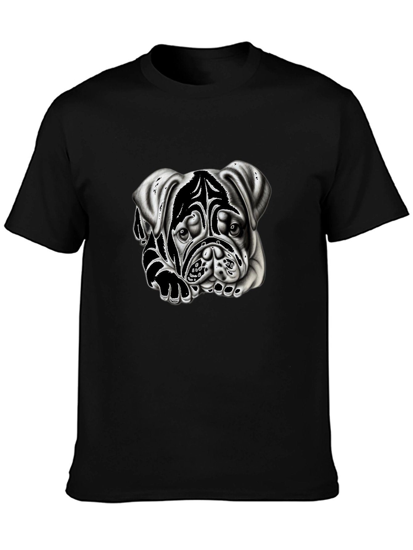 Bulldog Graphic Print Black T-Shirt