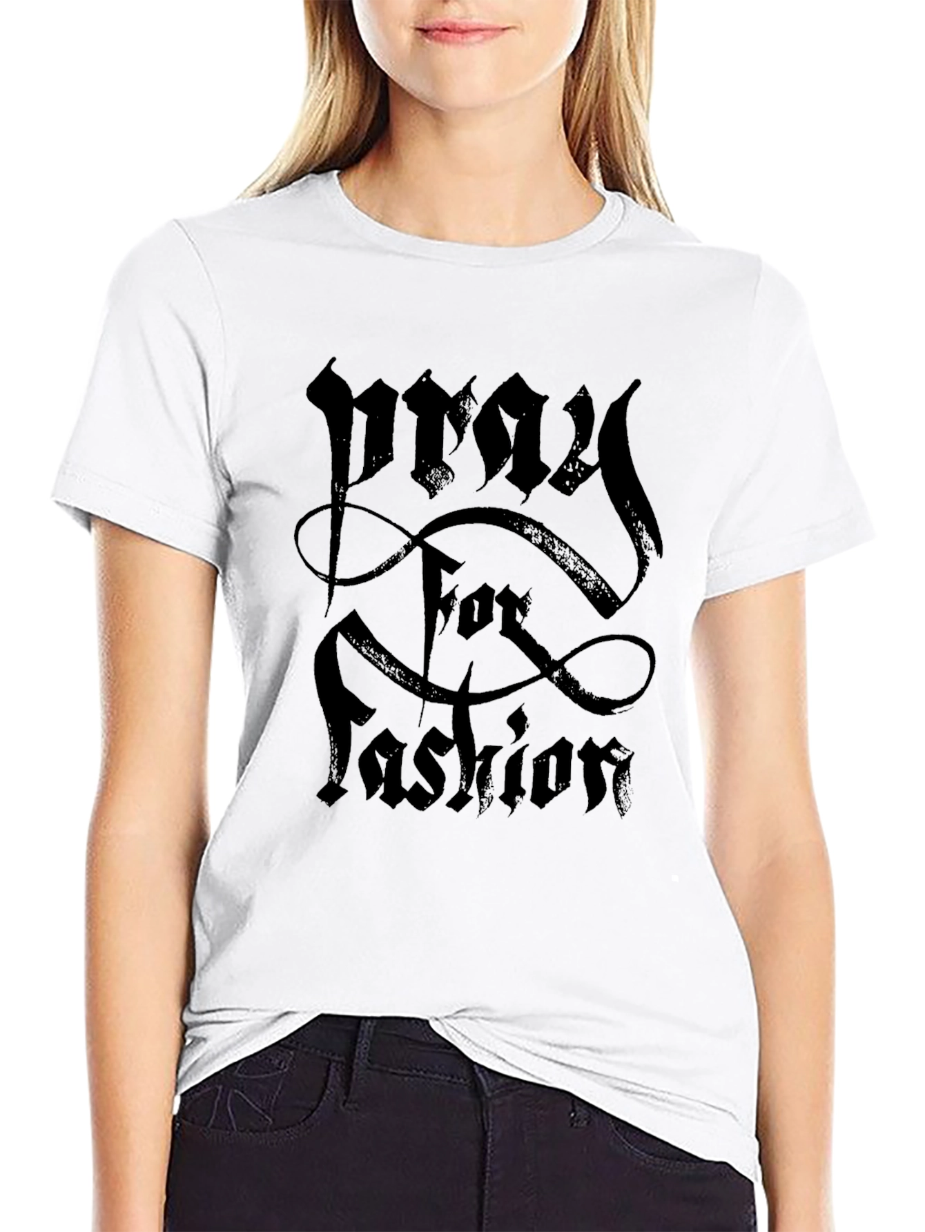 Pray for Fashion Gothic Style Black T-Shirt