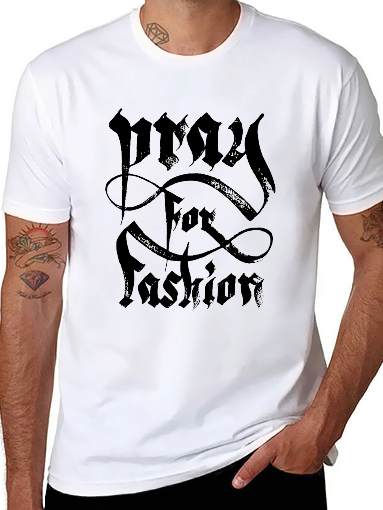 Pray for Fashion Gothic Style Black T-Shirt