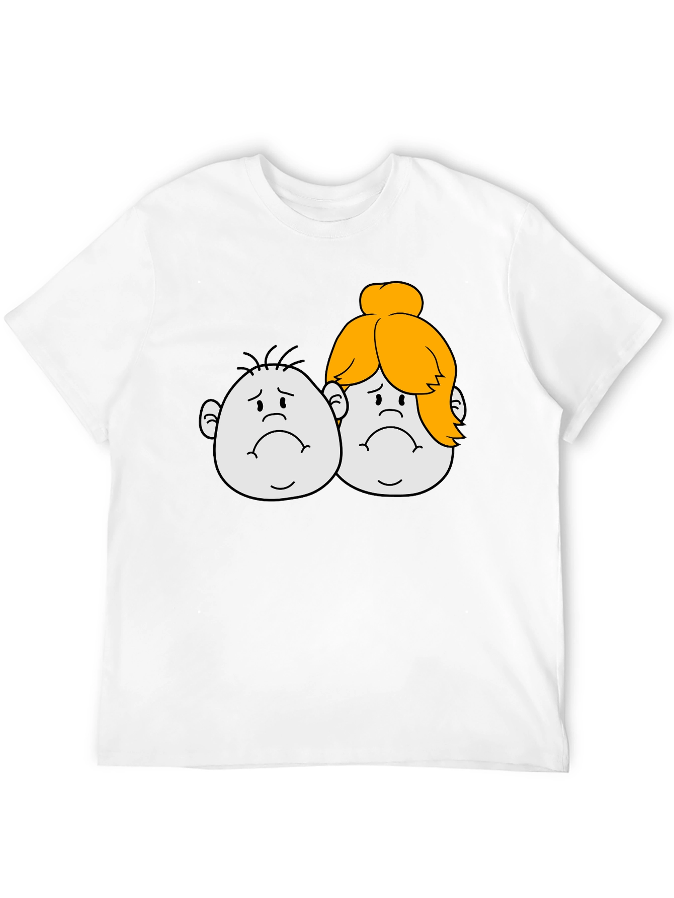 Sad Cartoon Couple Black T-Shirt