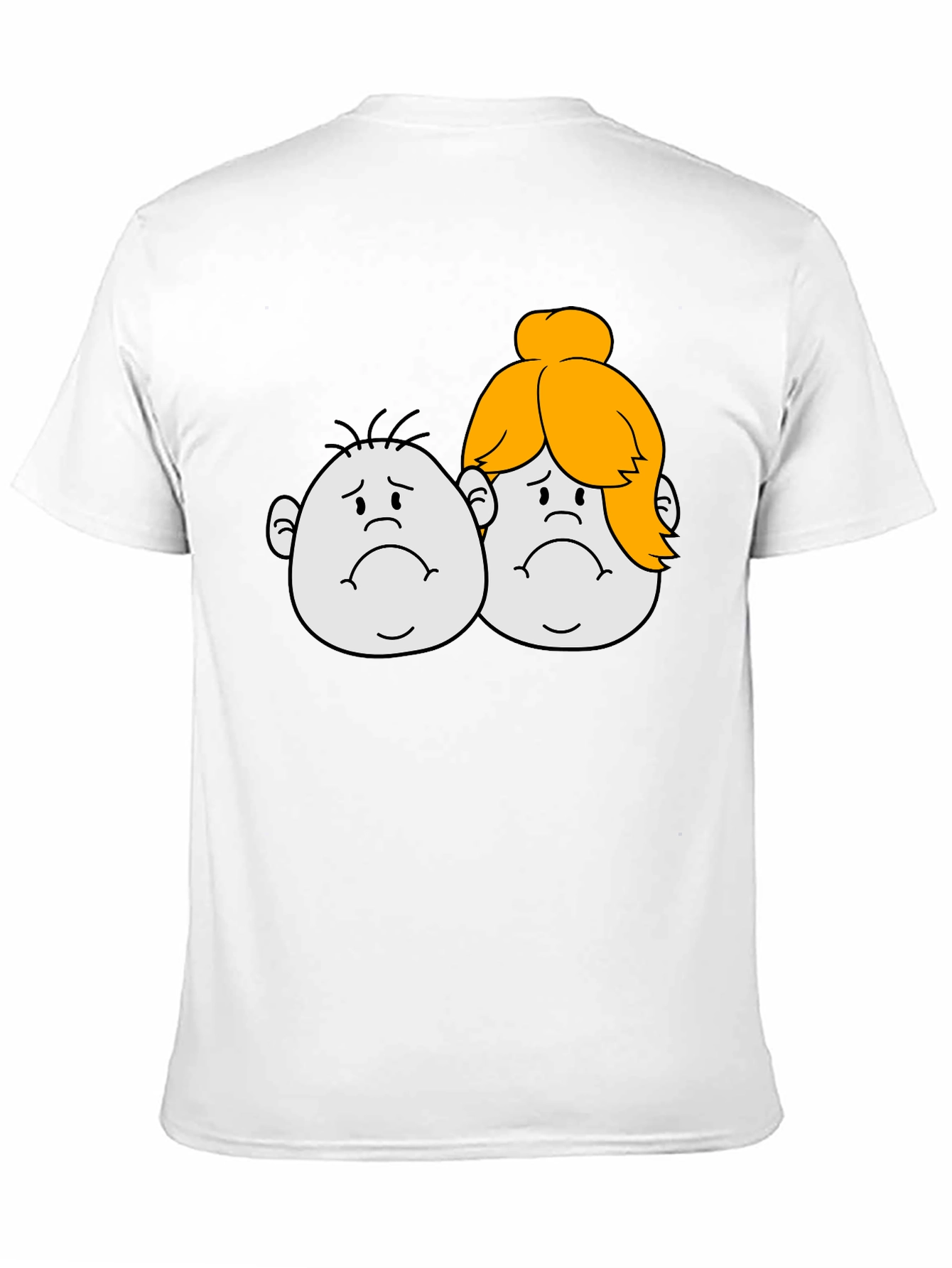 Sad Cartoon Couple Black T-Shirt