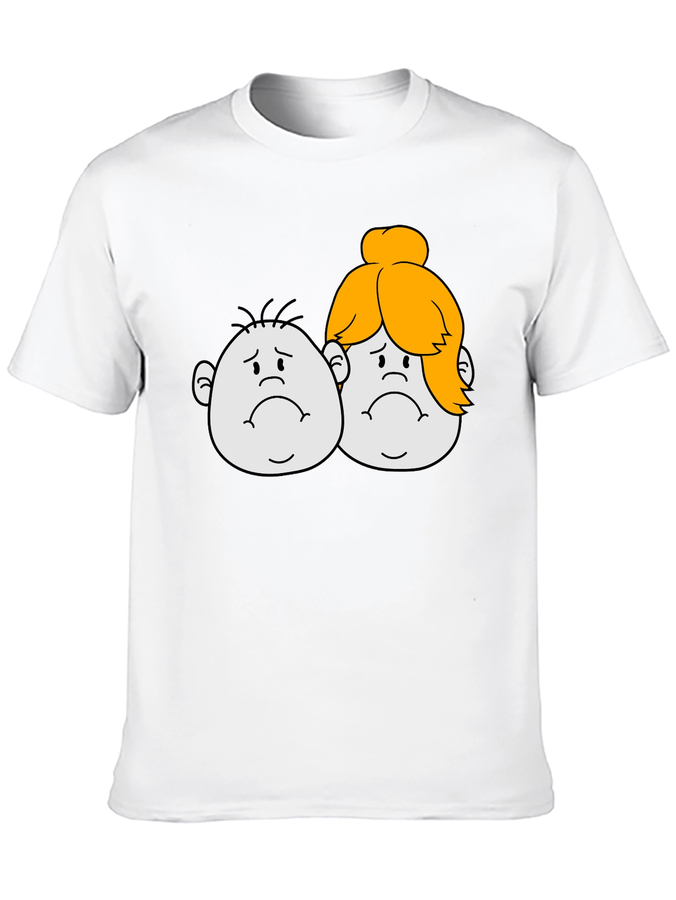 Sad Cartoon Couple Black T-Shirt