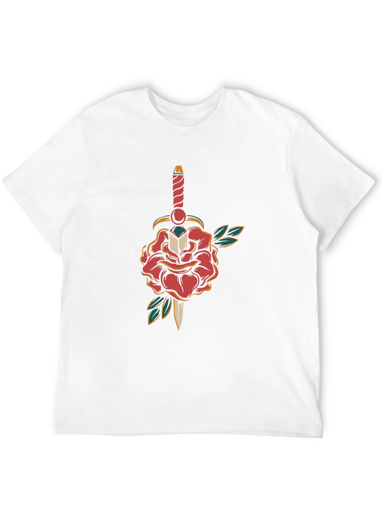 Rose & Dagger Graphic Tee - Classic Tattoo Style