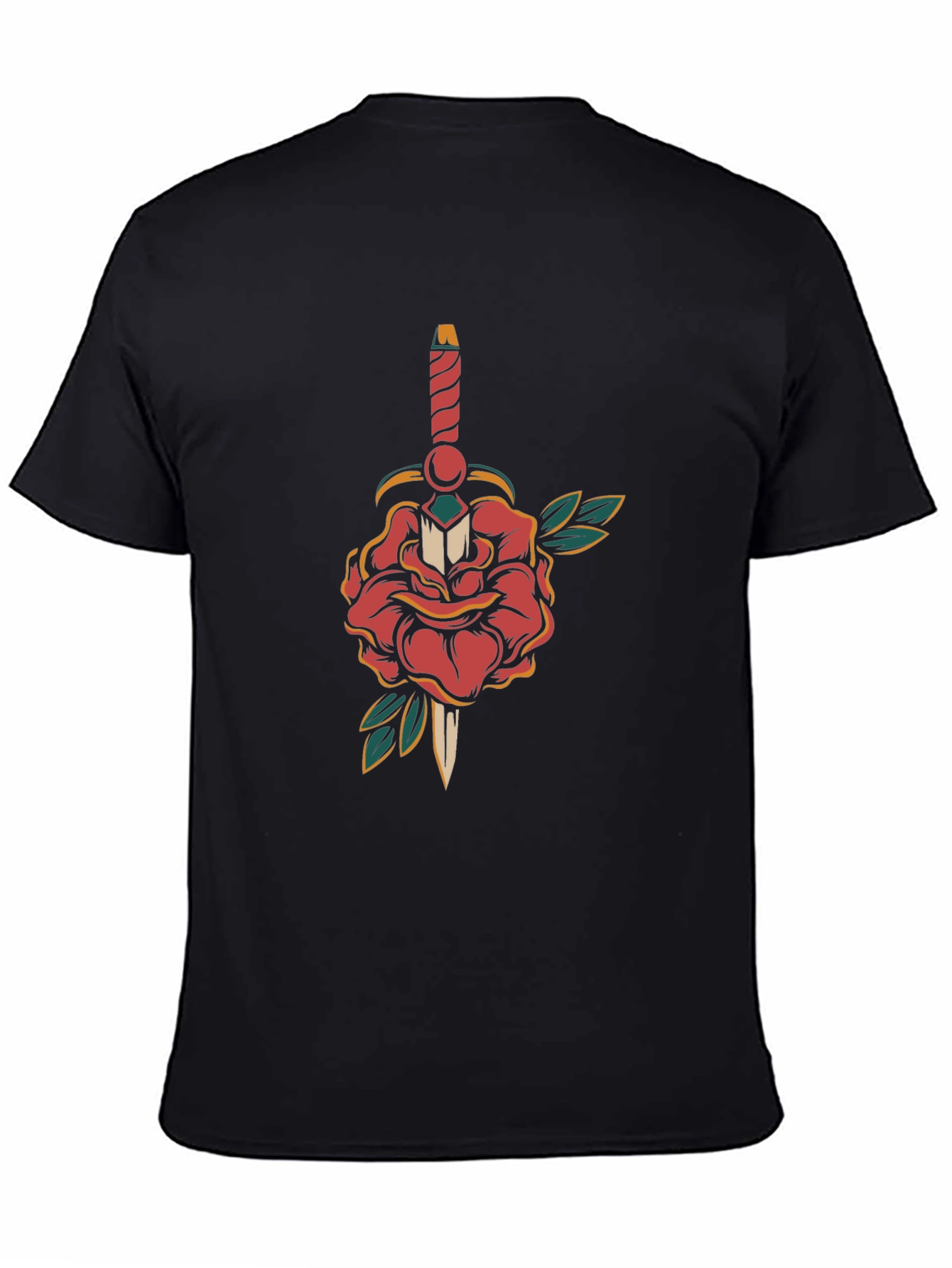 Rose & Dagger Graphic Tee - Classic Tattoo Style