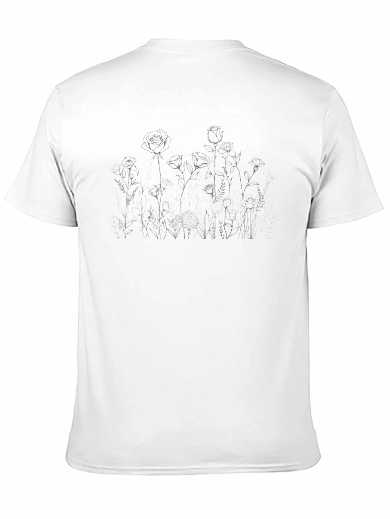 Floral Sketch Black T-Shirt