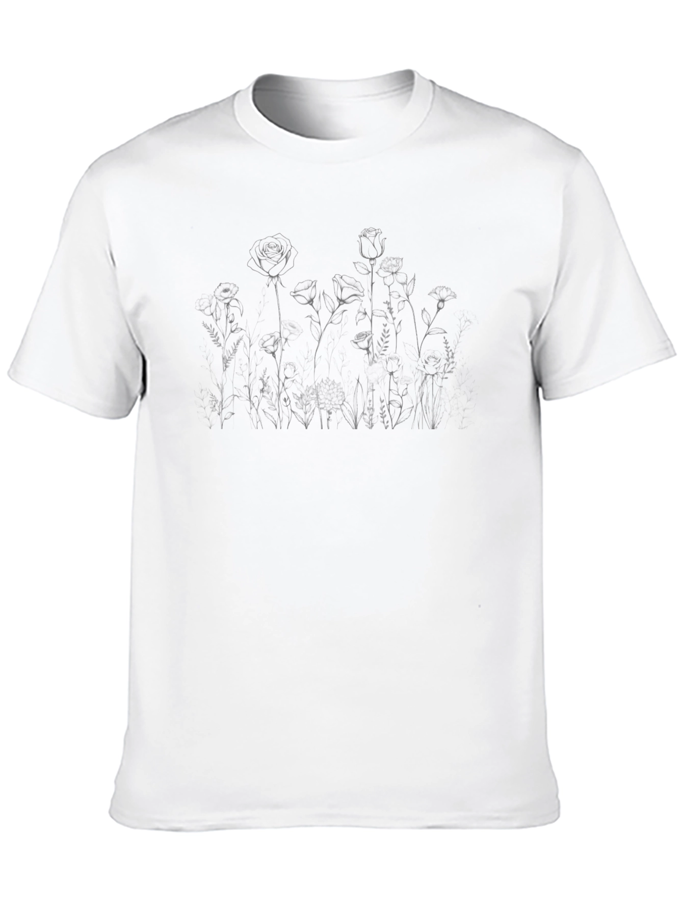 Floral Sketch Black T-Shirt