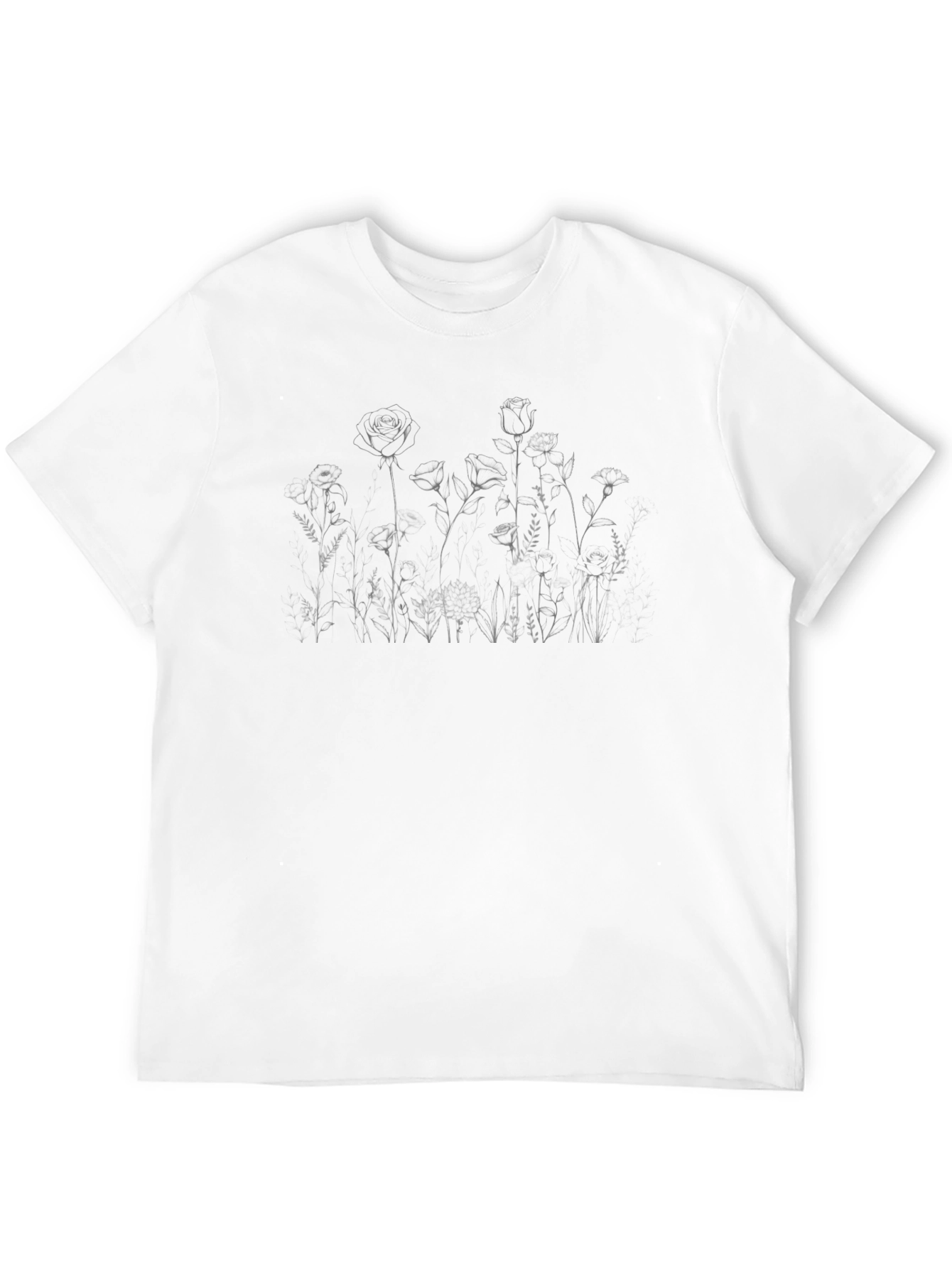 Floral Sketch Black T-Shirt