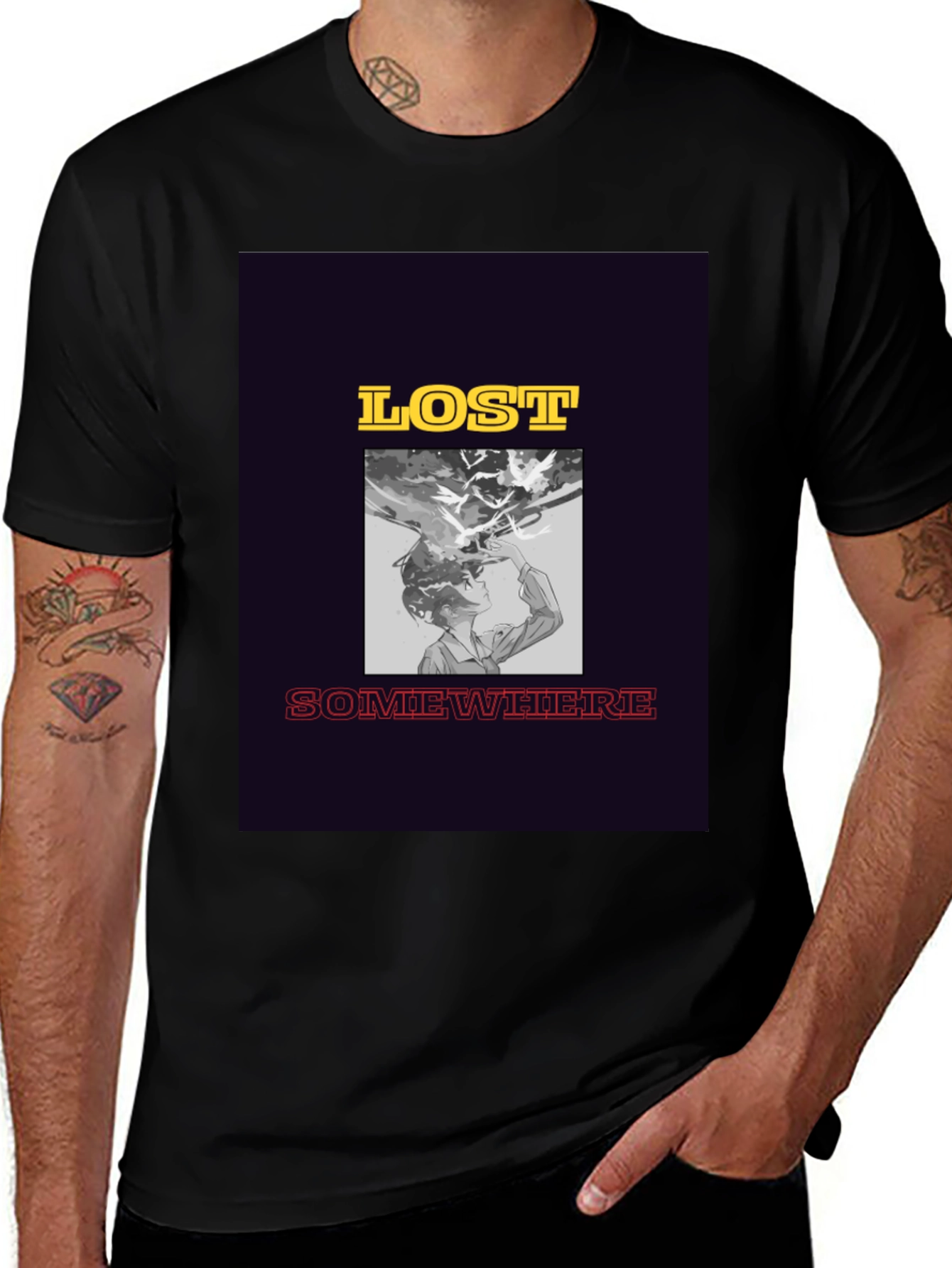 Lost Somewhere Graphic Tee - Stylish Black T-Shirt