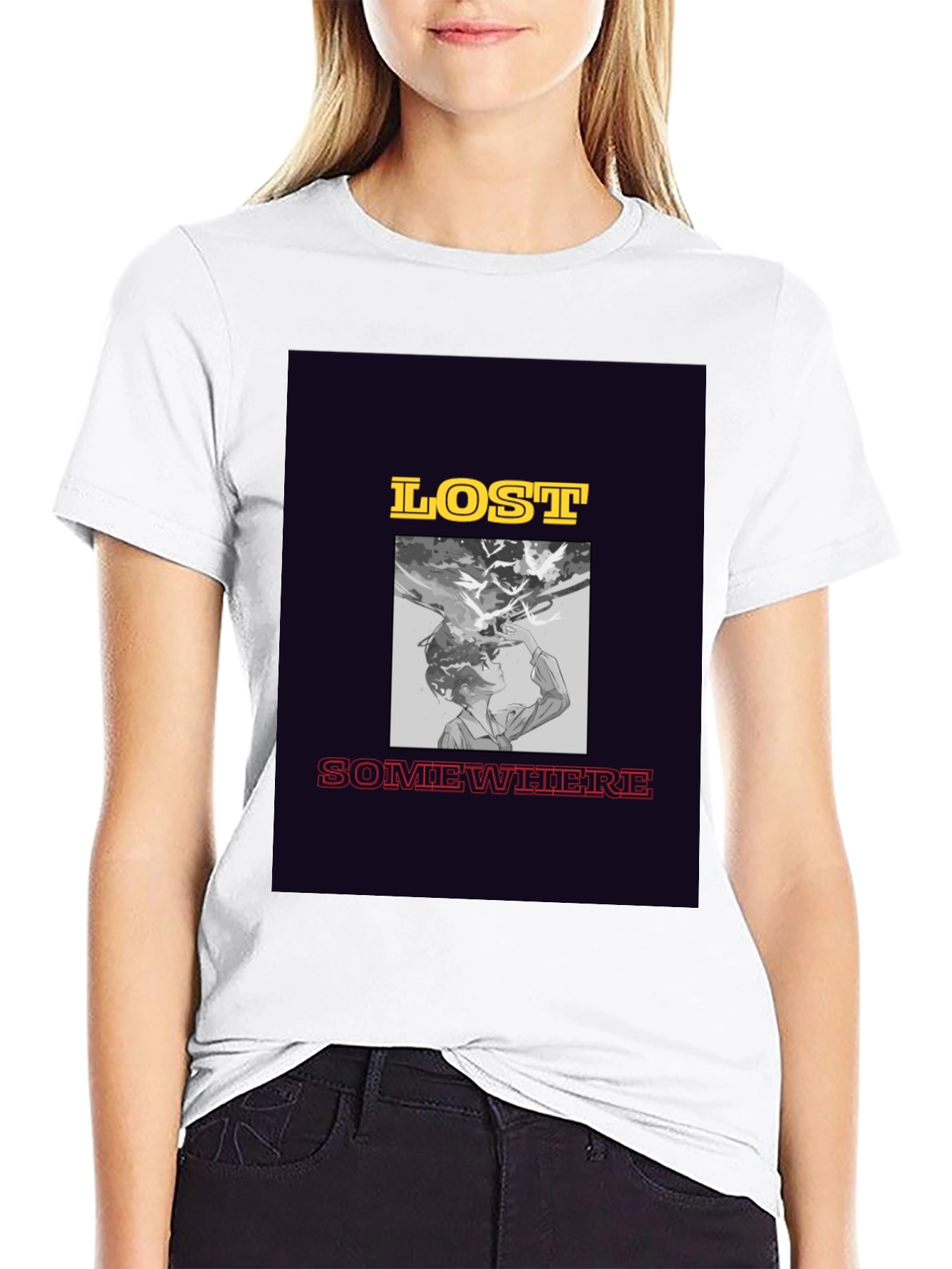 Lost Somewhere Graphic Tee - Stylish Black T-Shirt