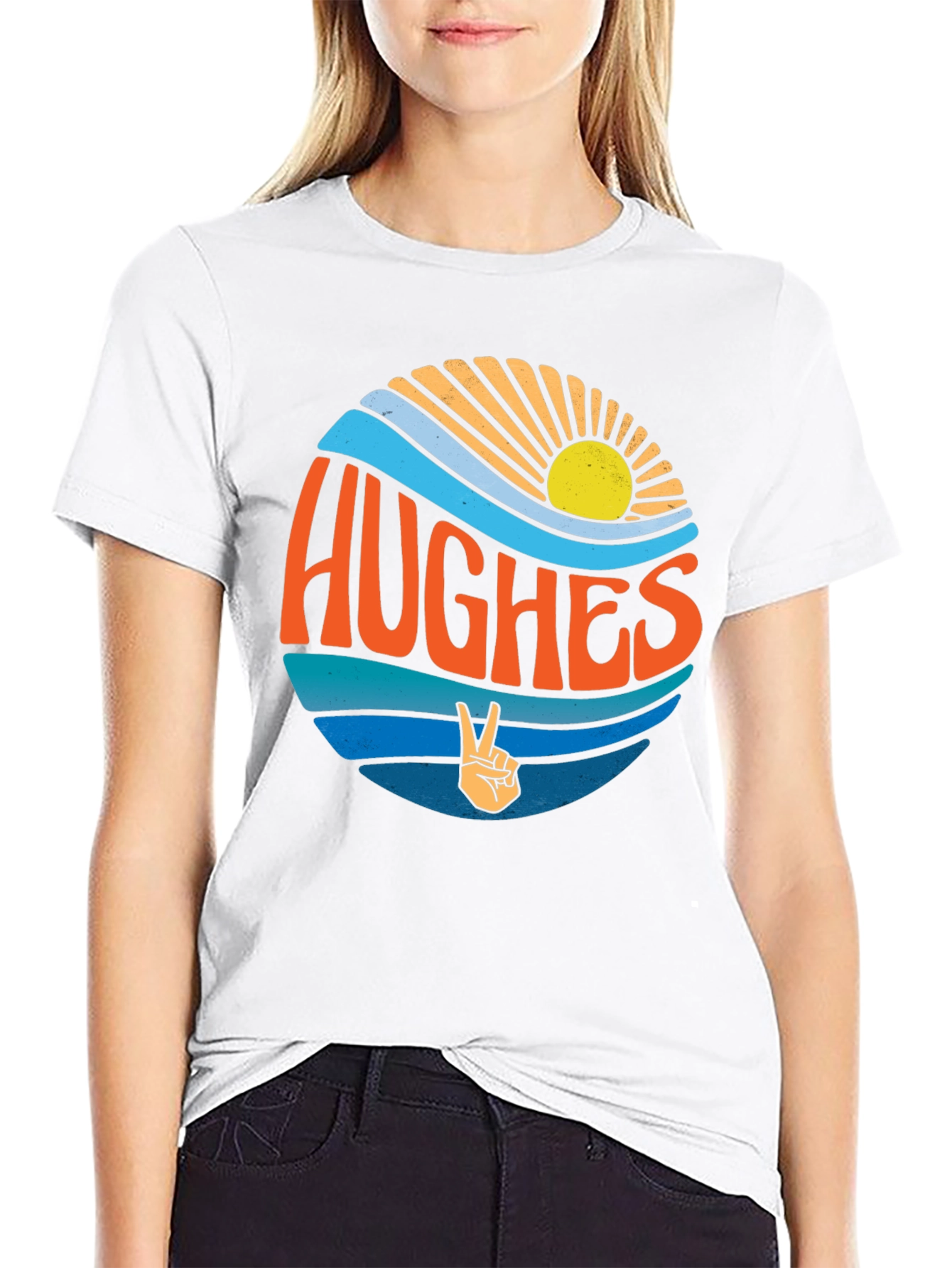 Hughes Retro Surf T-Shirt - Black