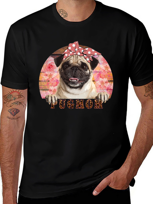 Pug Mom T-Shirt - Floral and Fun!