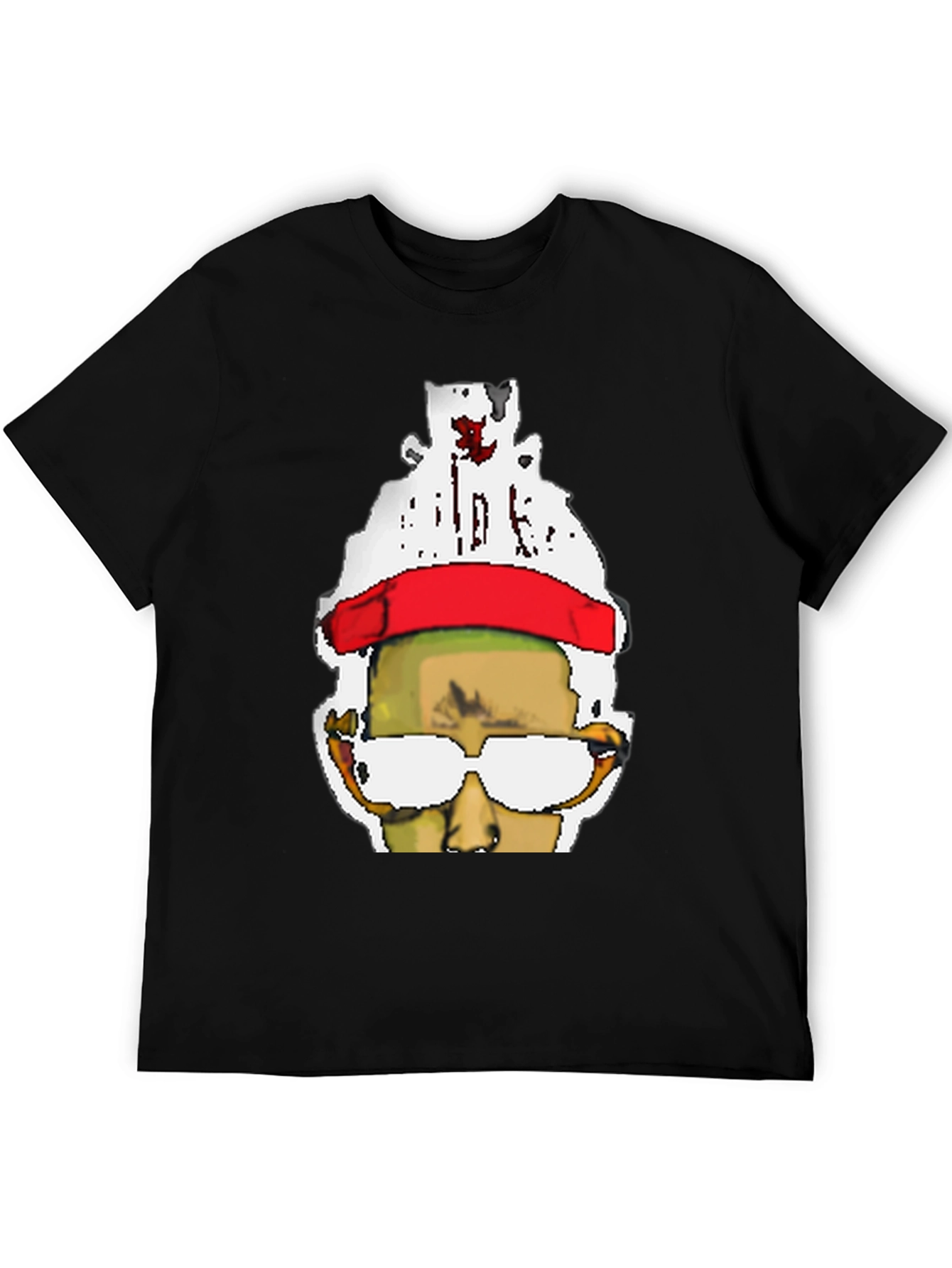 Pixelated Portrait Black T-Shirt