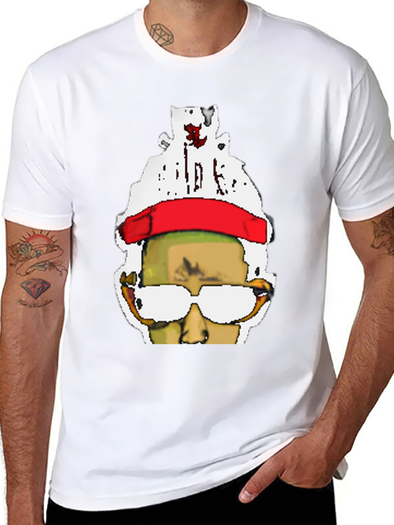 Pixelated Portrait Black T-Shirt