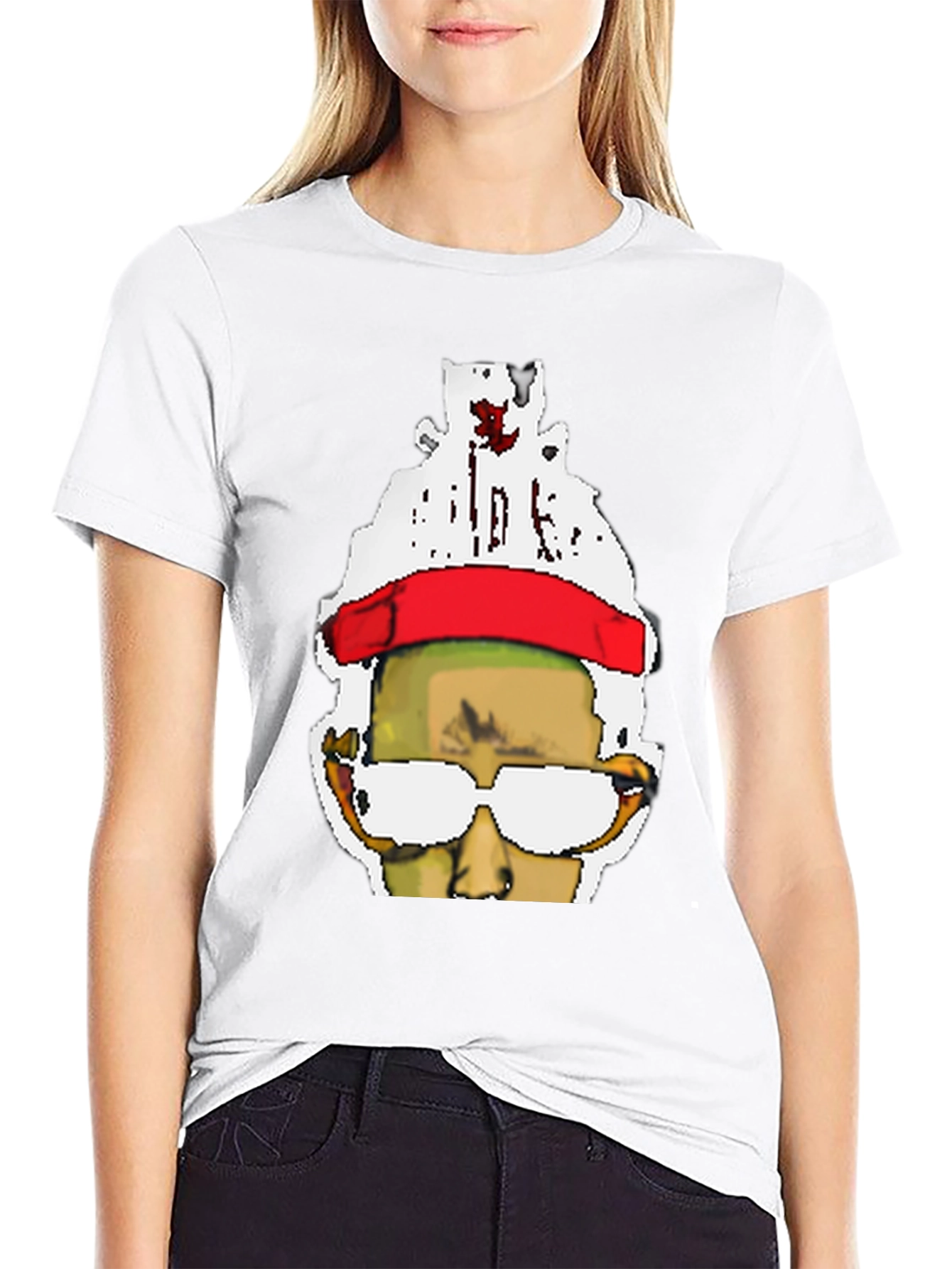 Pixelated Portrait Black T-Shirt
