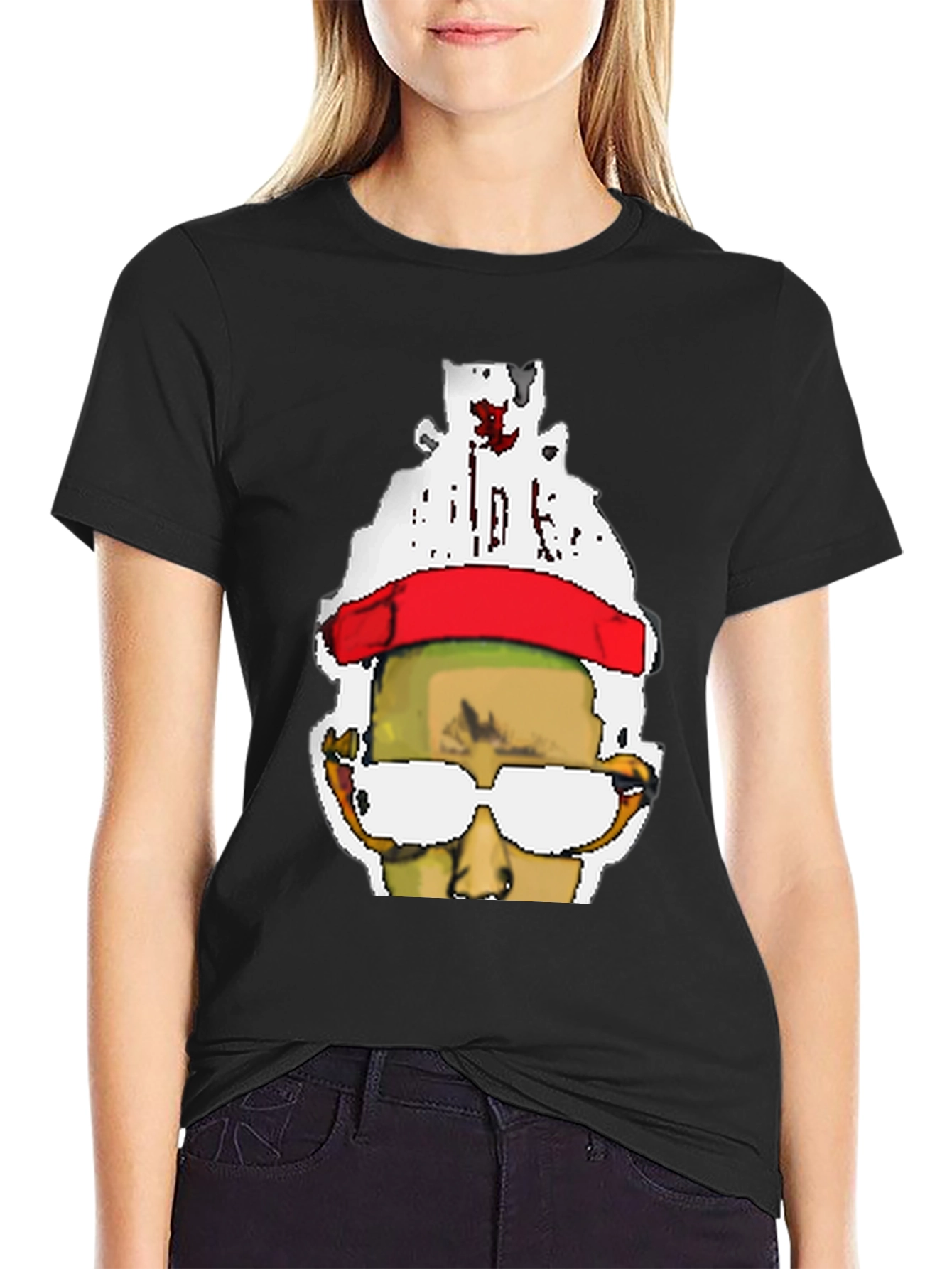 Pixelated Portrait Black T-Shirt