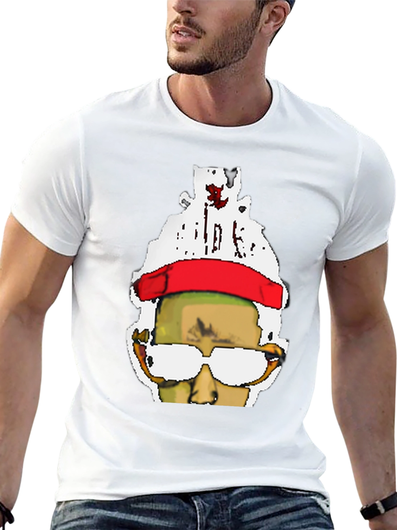 Pixelated Portrait Black T-Shirt
