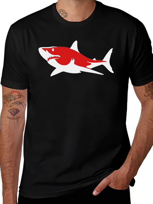 Shark Graphic Tee - Casual Cotton Blend Shirt
