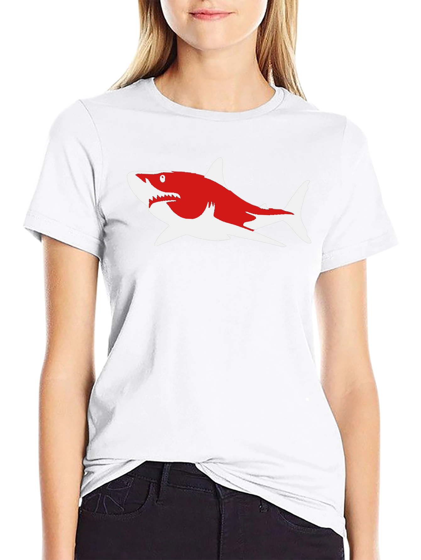Shark Graphic Tee - Casual Cotton Blend Shirt