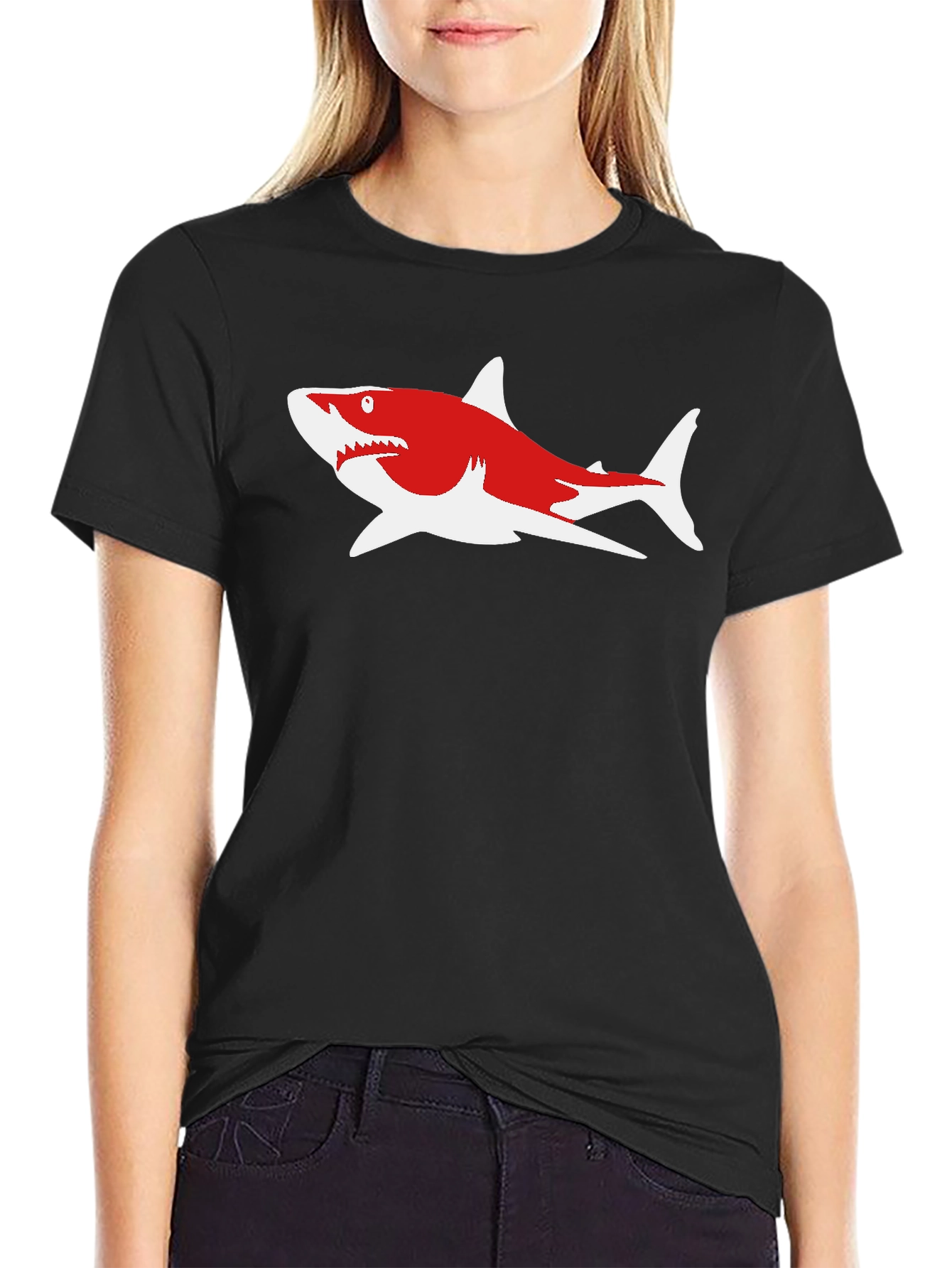 Shark Graphic Tee - Casual Cotton Blend Shirt