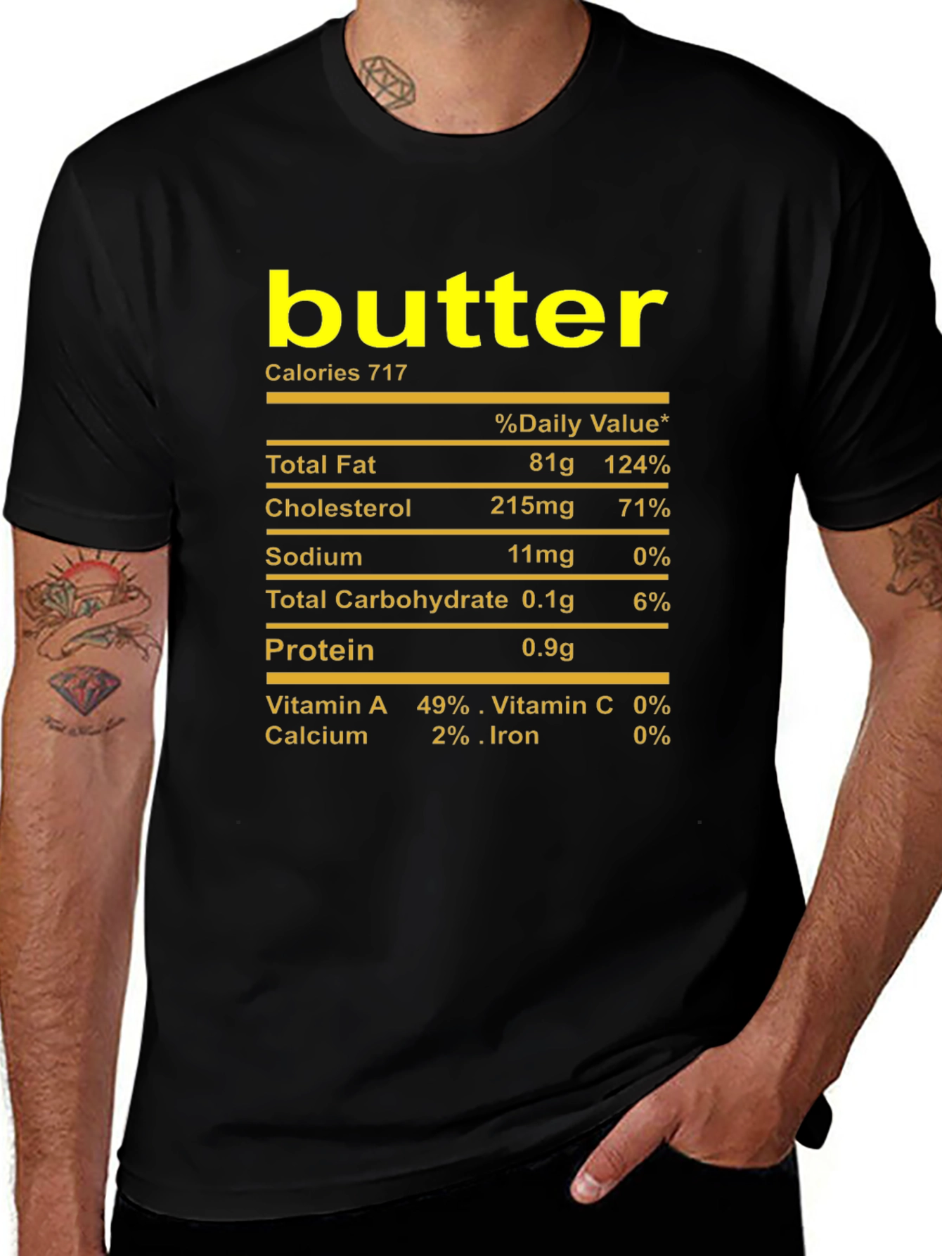 Butter Nutrition Facts T-Shirt Funny Foodie Tee