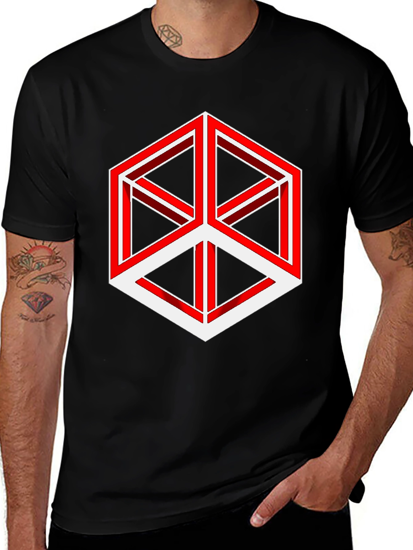 Optical Illusion Cube Graphic Tee - Modern Style