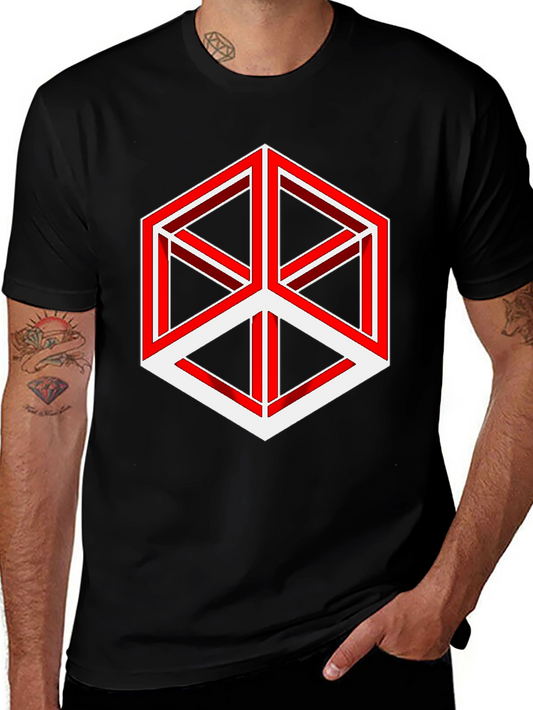 Optical Illusion Cube Graphic Tee - Modern Style
