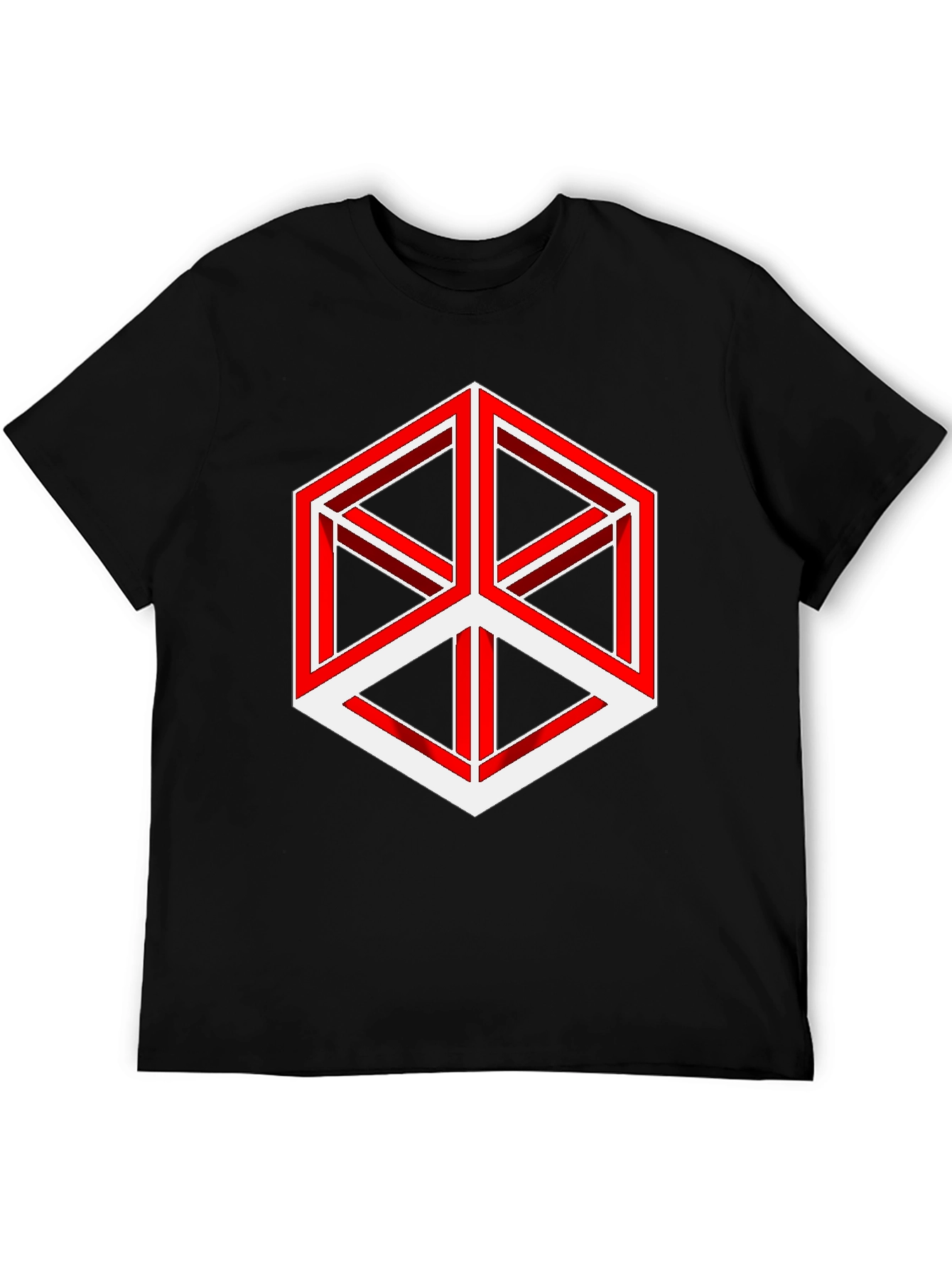 Optical Illusion Cube Graphic Tee - Modern Style