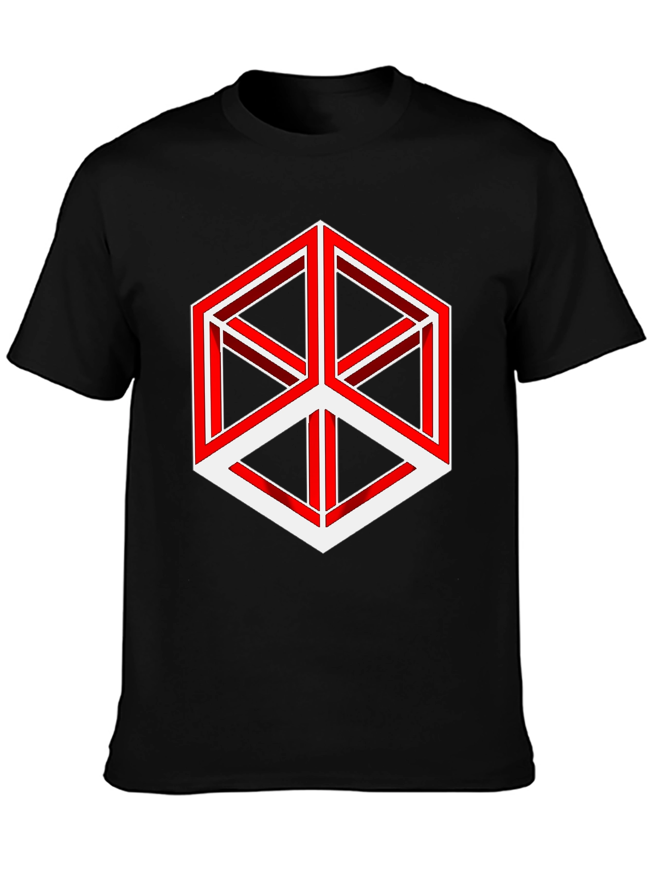 Optical Illusion Cube Graphic Tee - Modern Style