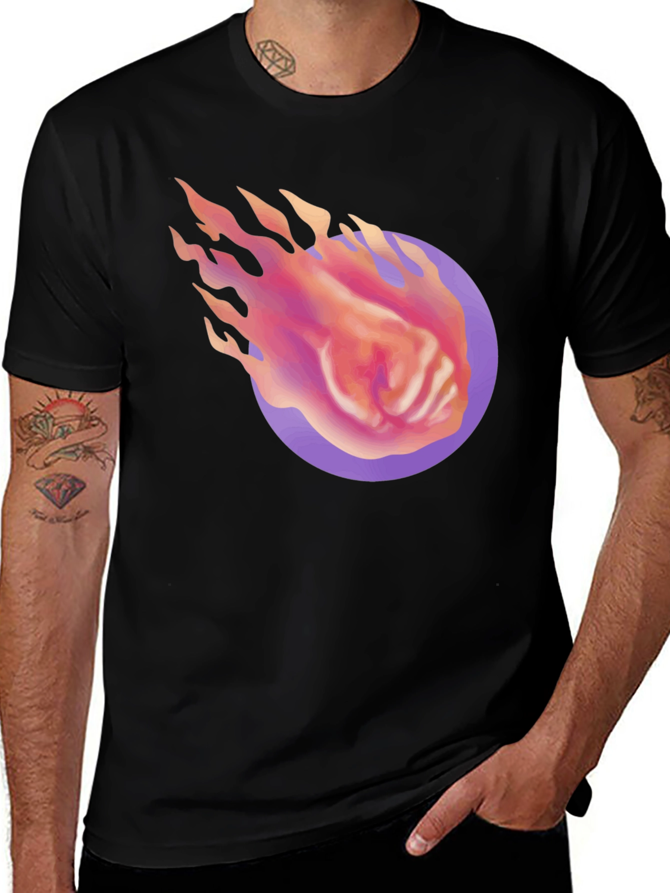 Fiery Fist Graphic Tee - Black