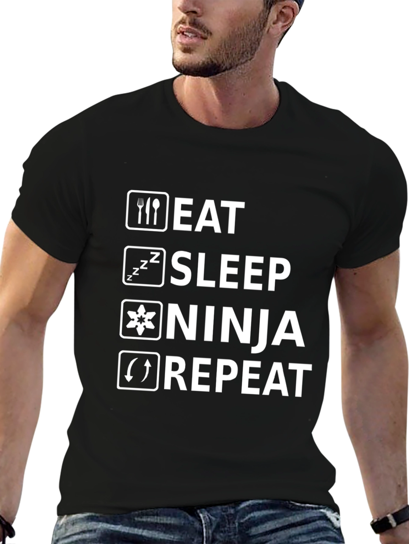Eat Sleep Ninja Repeat Black T-Shirt