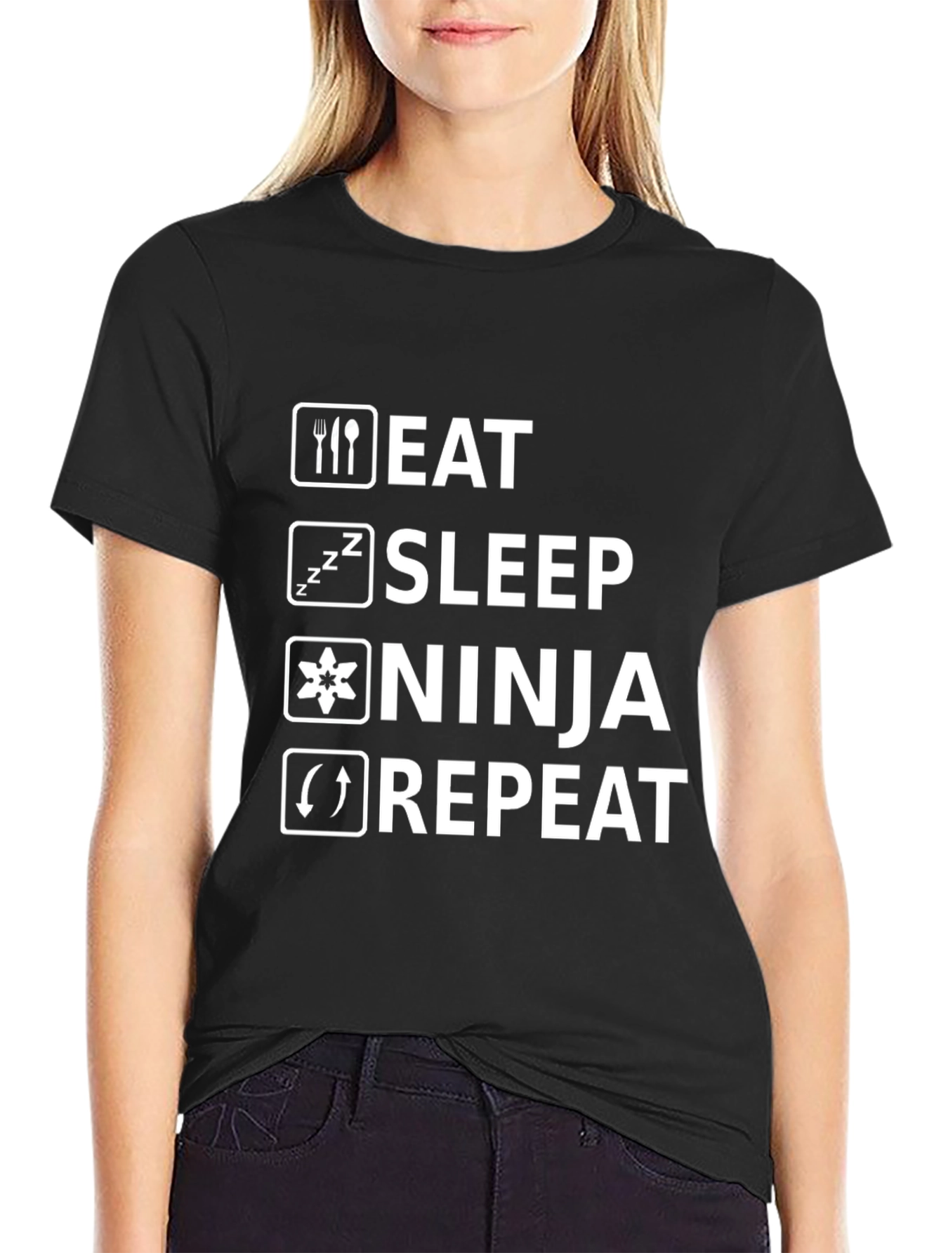 Eat Sleep Ninja Repeat Black T-Shirt
