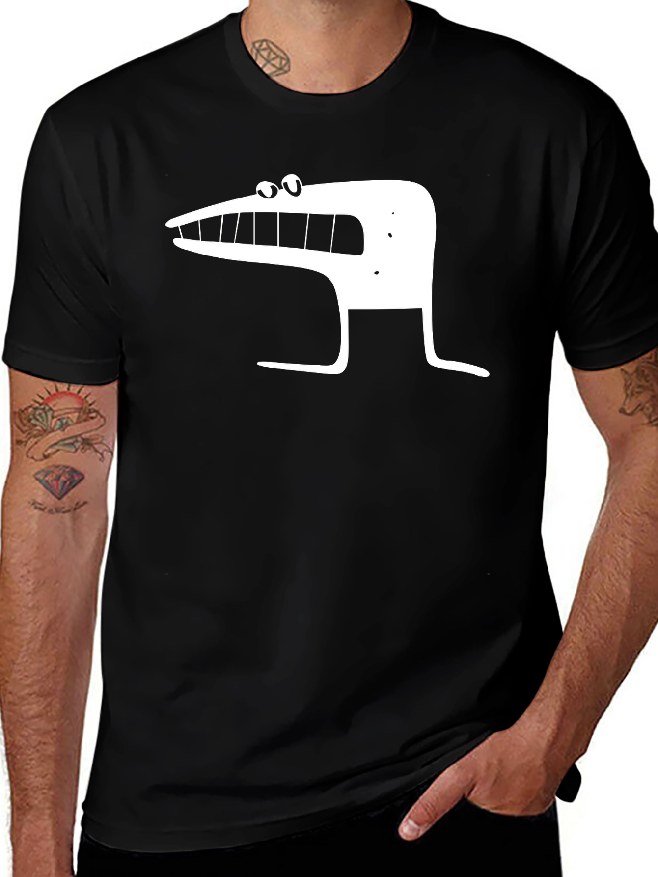 Funny Cartoon Character Black Graphic Tee