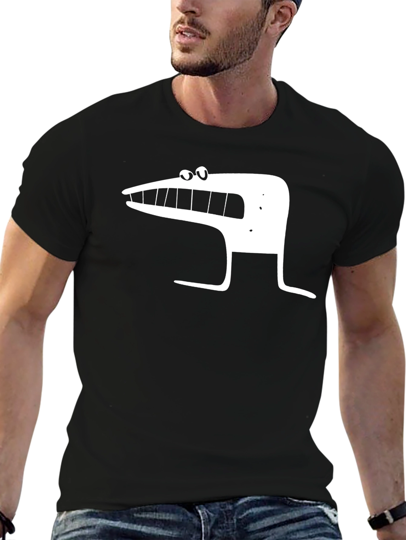 Funny Cartoon Character Black Graphic Tee