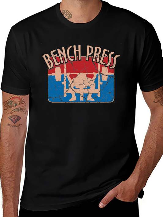 Bench Press Graphic T-Shirt - Vintage Weightlifting Tee