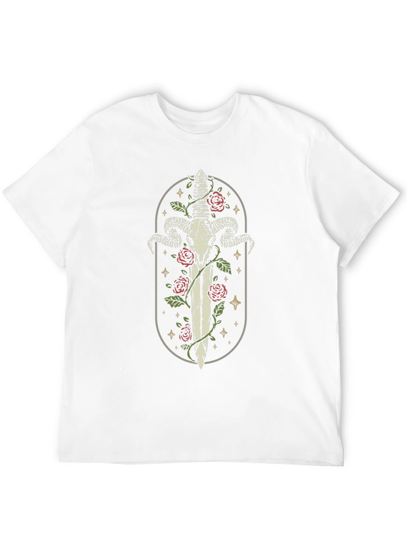 Ram Skull Sword T-Shirt - Gothic Style