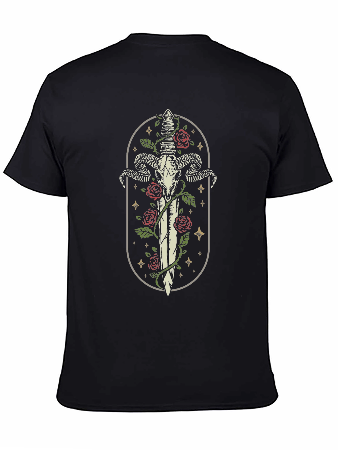 Ram Skull Sword T-Shirt - Gothic Style